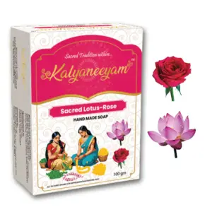 KALYANEEYAM-SACRED LOTUS & ROSE Handcrafted Soap | Made from Sacred Temple Flowers (100 gm)